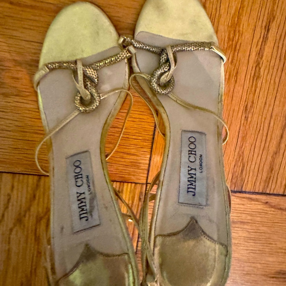 Rare vintage gold Jimmy Choo slingback